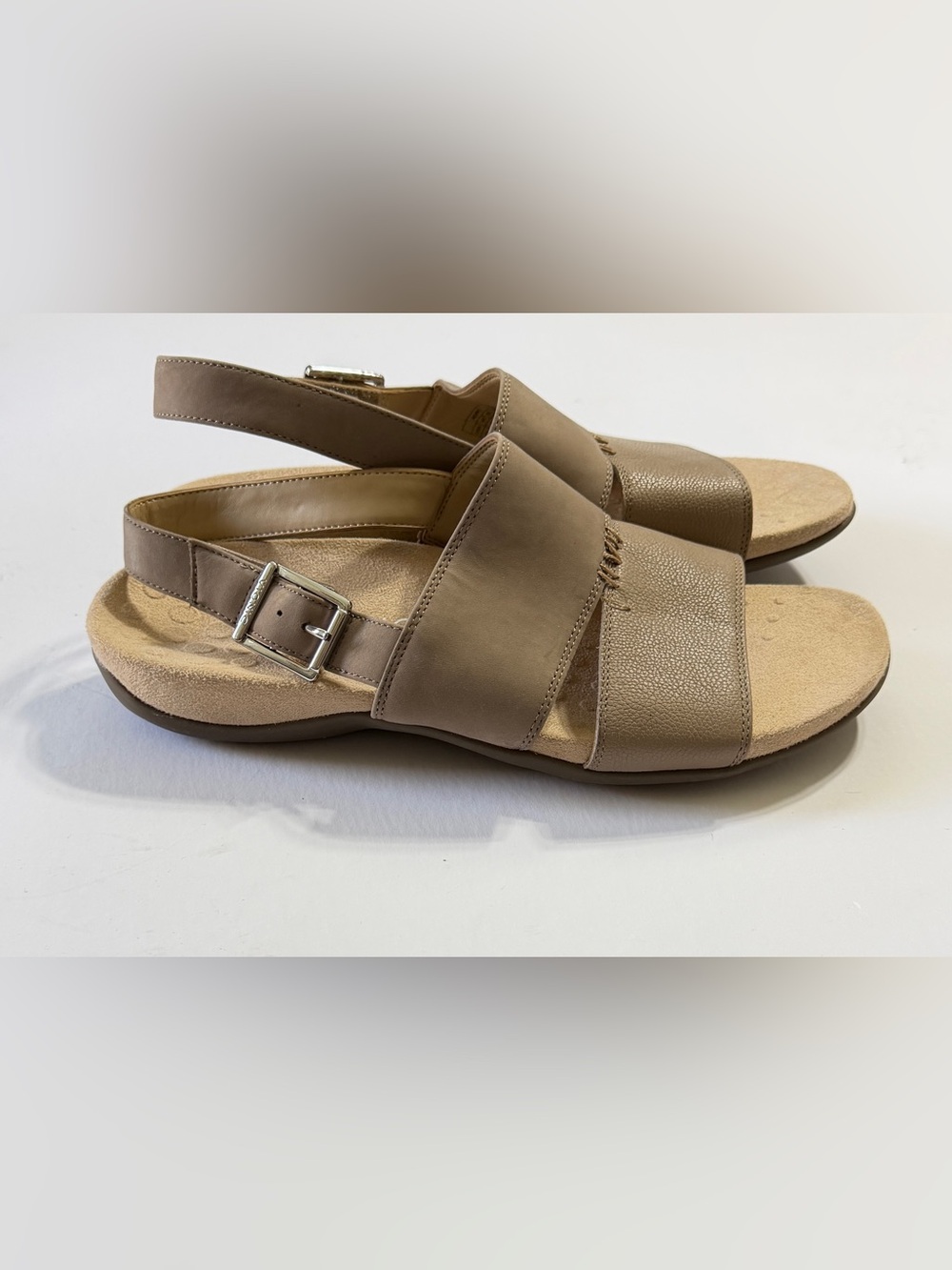 Vionic Taupe Double-Strap Slingback Sandals - Picture 3 of 7